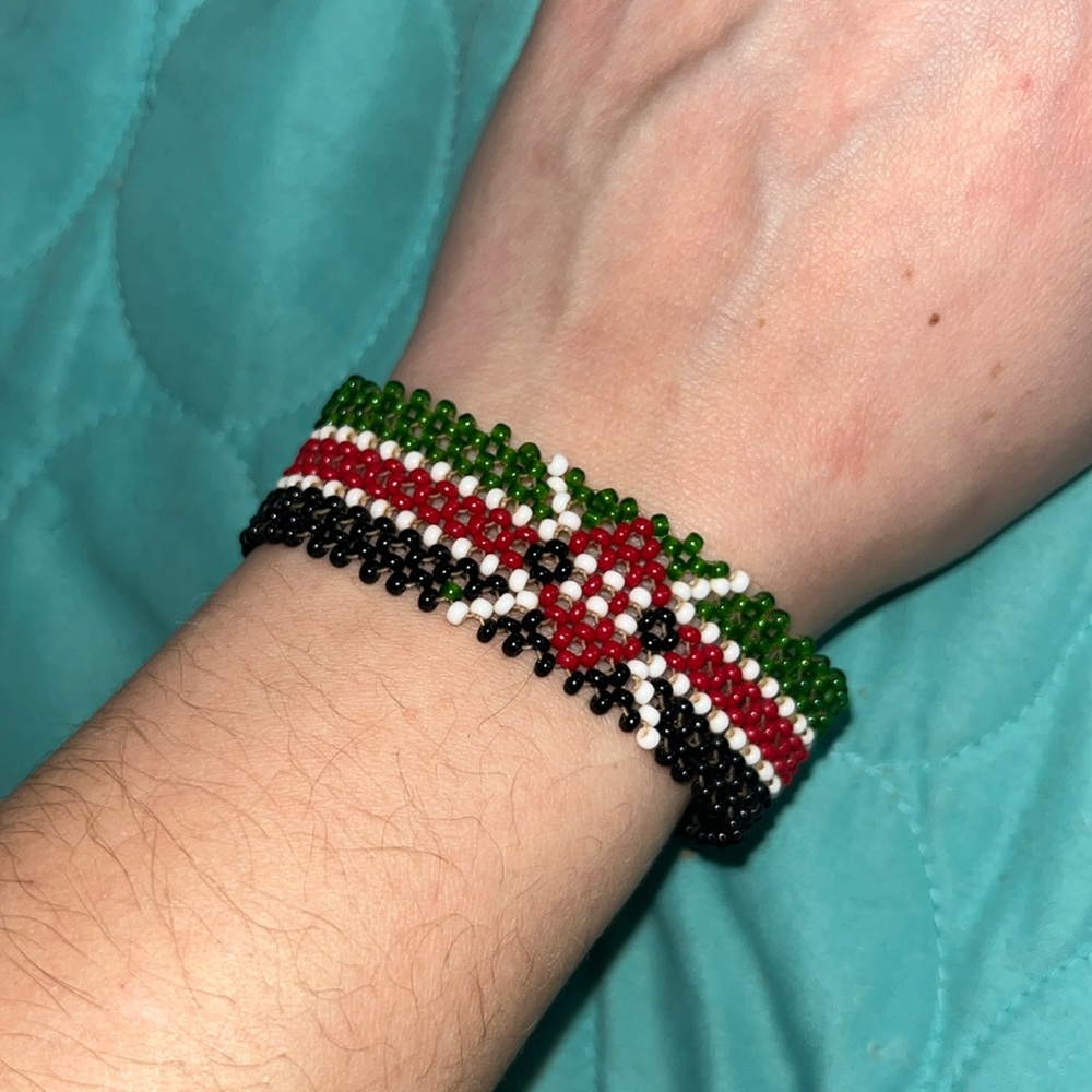 Africa Ethnic Kenya Flag Beaded Bangle Bracelet